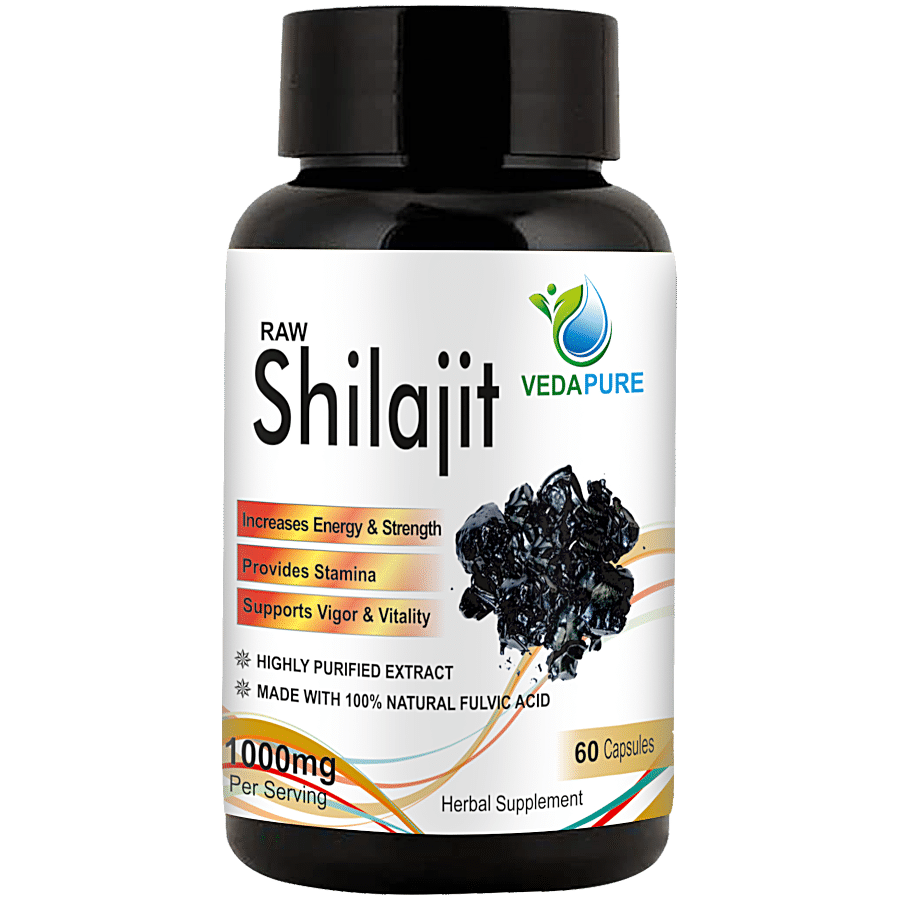 Vedapure Raw Shilajit Herbal Supplement Capsule - Increases Energy