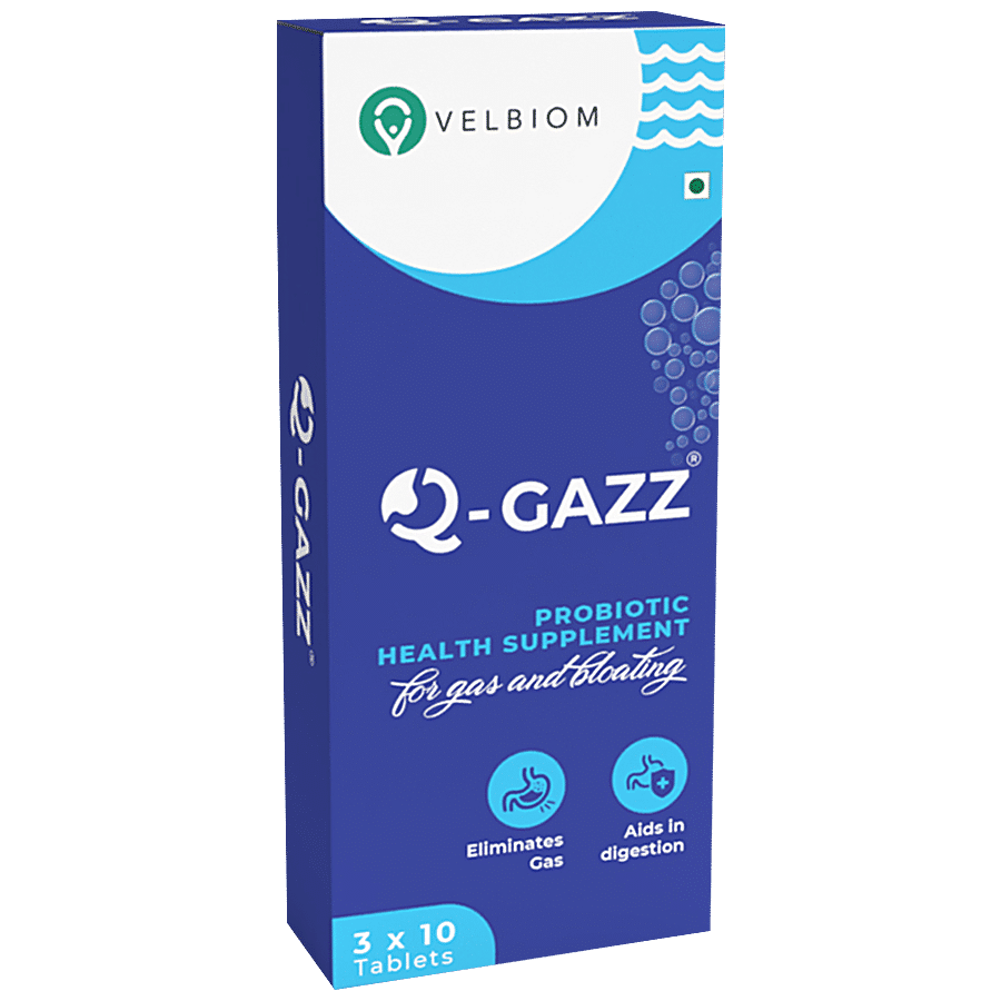 Velbiom Q-Gazz Probiotic Supplement Tablet - Reduces Gas & Bloating