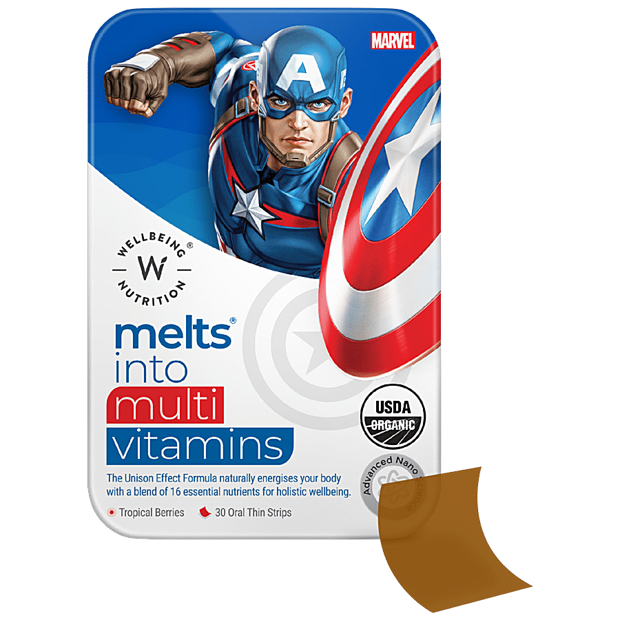 Wellbeing Nutrition Captain America Melts - Kids Organic Multivitamin With Vitamin A