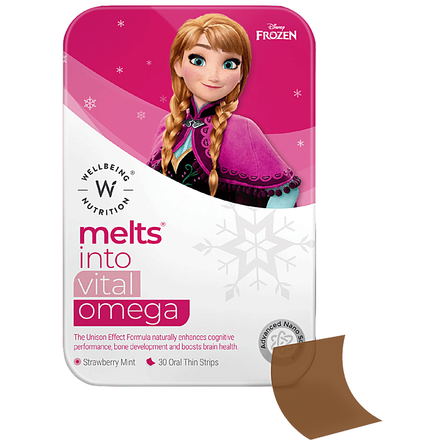 Wellbeing Nutrition Frozen Anna Melts Oral Thin Strips For Kids - Vegan Algae Omega-3 For Brain