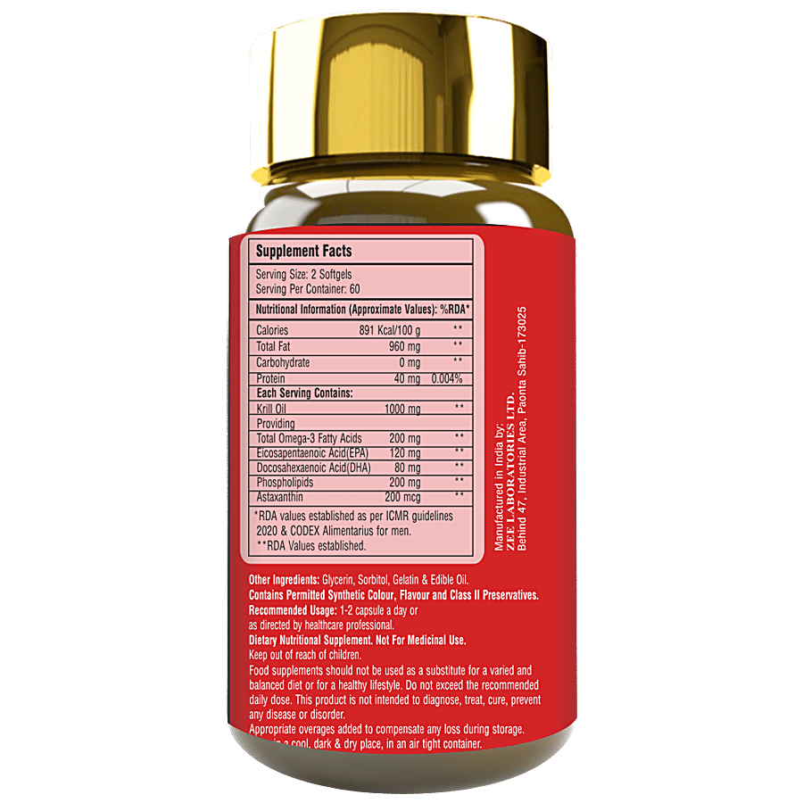 ZEELAB Krill Oil Capsule - Improves Joint Pain & Health