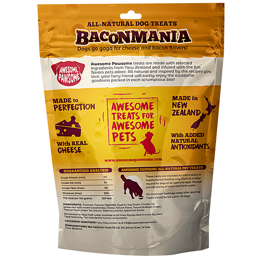 Awesome Pawsome Baconmania All-Natural Dog Treats - With Real Cheese & Antioxidants