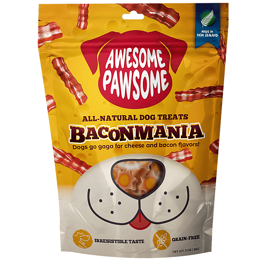 Awesome Pawsome Baconmania All-Natural Dog Treats - With Real Cheese & Antioxidants