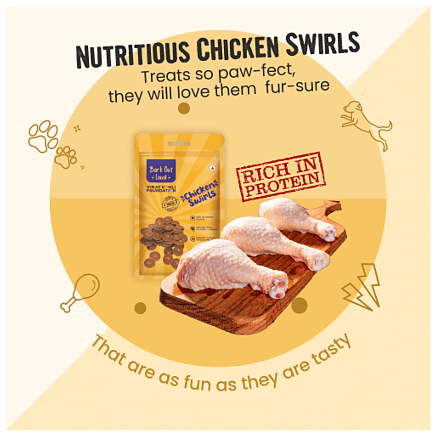 Bark Out Loud Chicken Swirls - Rich in Protein Treats with Omega 3 Fatty Acids for Dogs