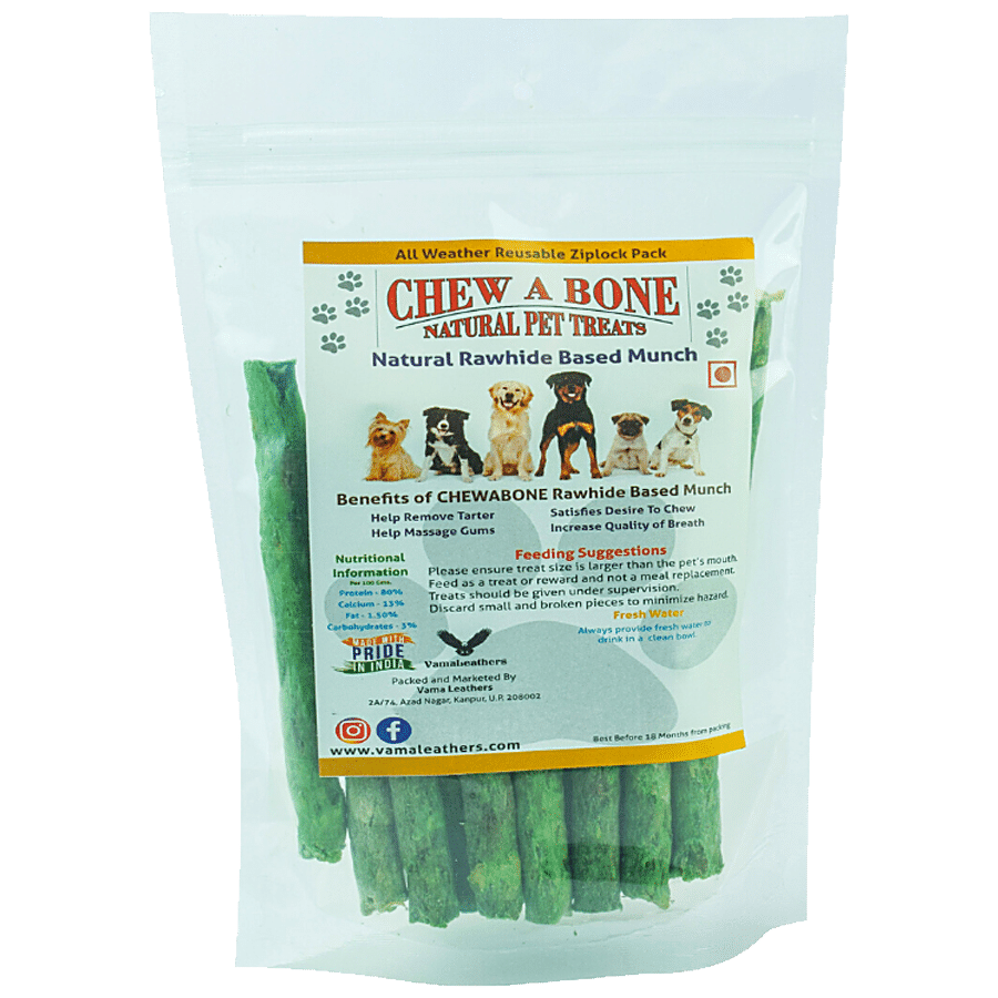 Chew A Bone Rawhide Based Mint Munch Sticks - All Breed Dog & Puppy Chew Treat