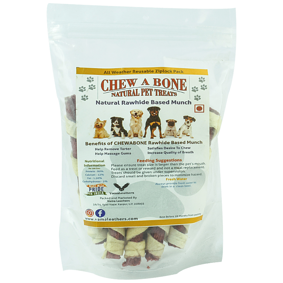 Chew A Bone Rawhide Based Mutton Candy Munch Sticks - All Breed Dog & Puppy Chew Treat