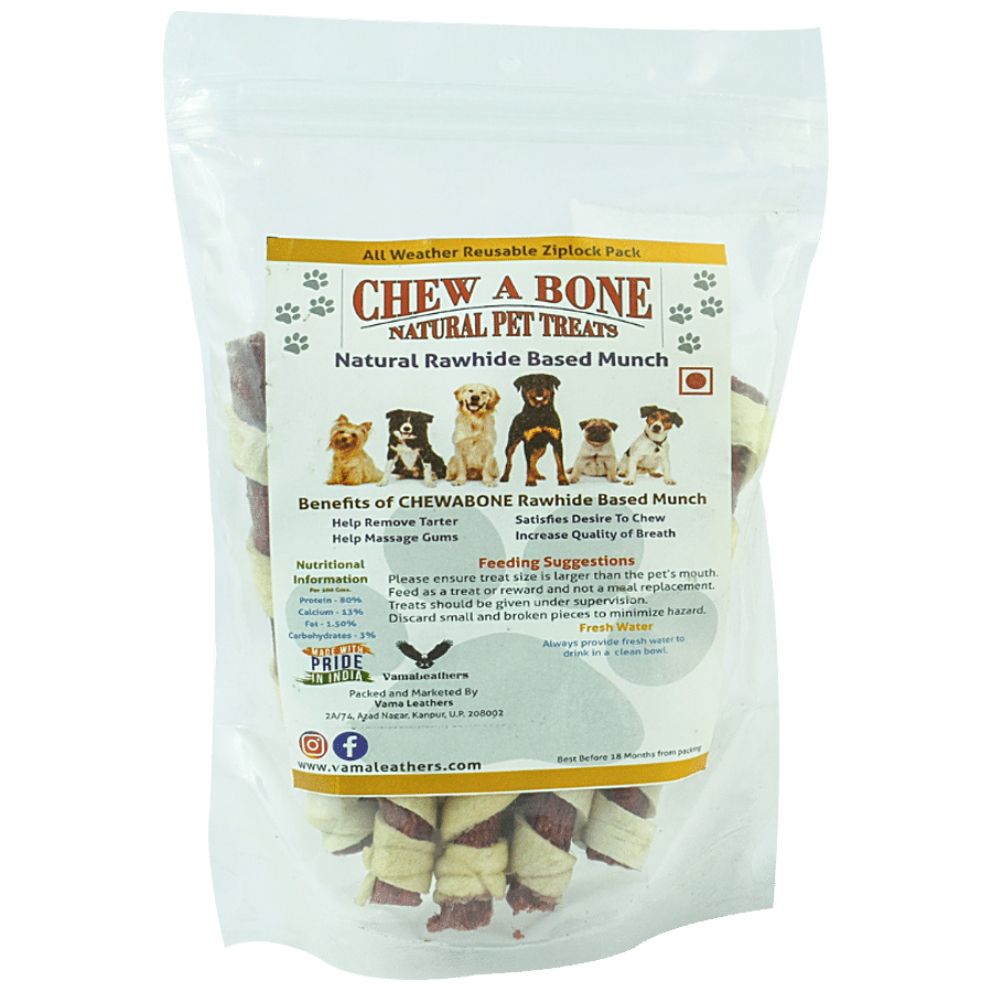 Chew A Bone Rawhide Based Mutton Candy Munch Sticks - All Breed Dog & Puppy Chew Treat