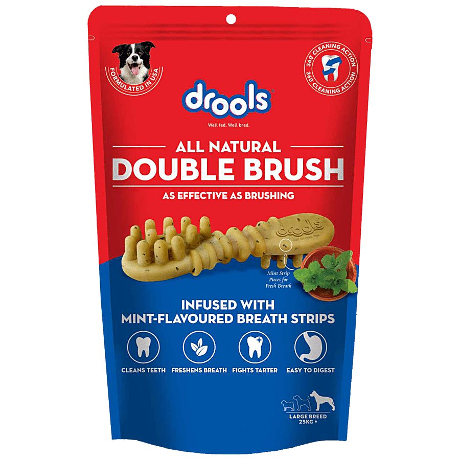 Drools Double Brush Dental Treat - Infused With Mint Flavour