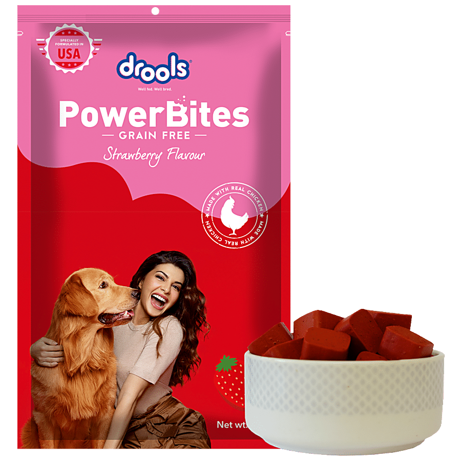 Drools Power Bites Strawberry Flavour - Real Chicken