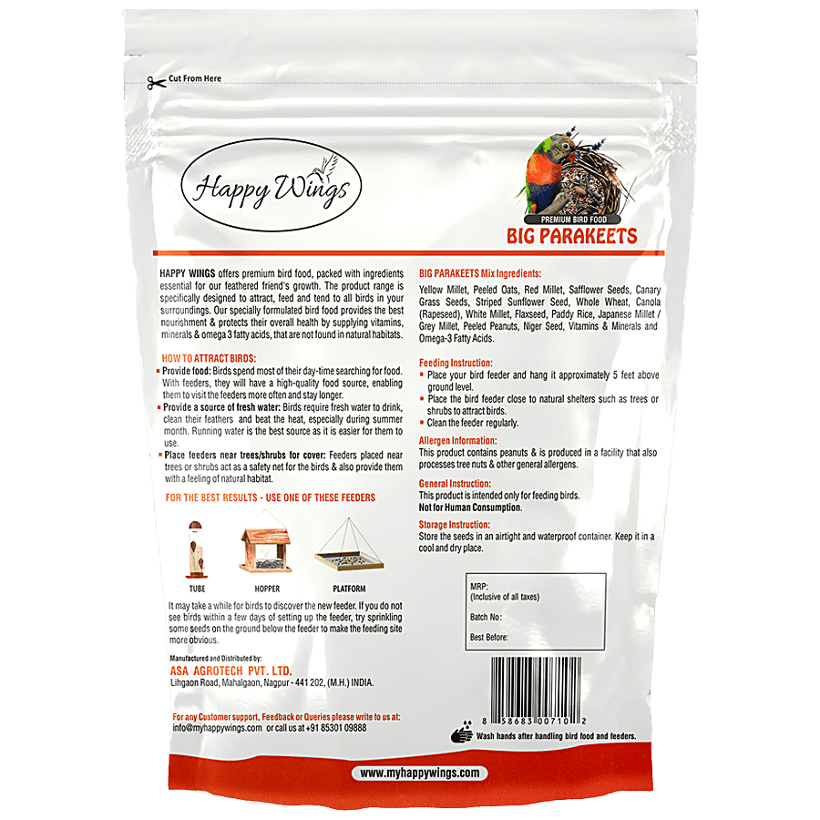 Happy Wings Big Parakets Food - Blend of Nutritious Natural Seeds