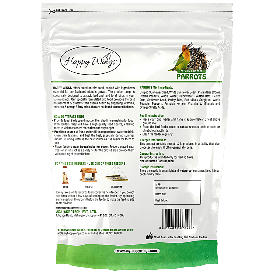 Happy Wings Parrots Food - Blend of Nutritious Natural Seeds