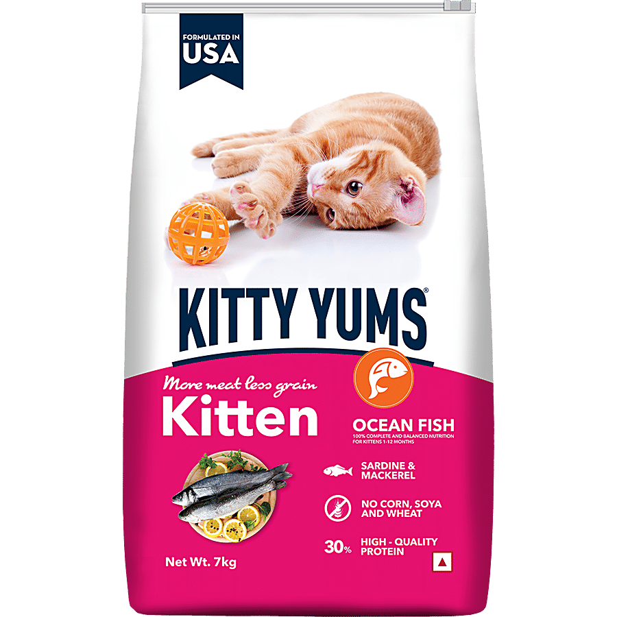 Kitty Yums Dry Cat Food For Kitten - Ocean Fish Like Sardines & Mackerel