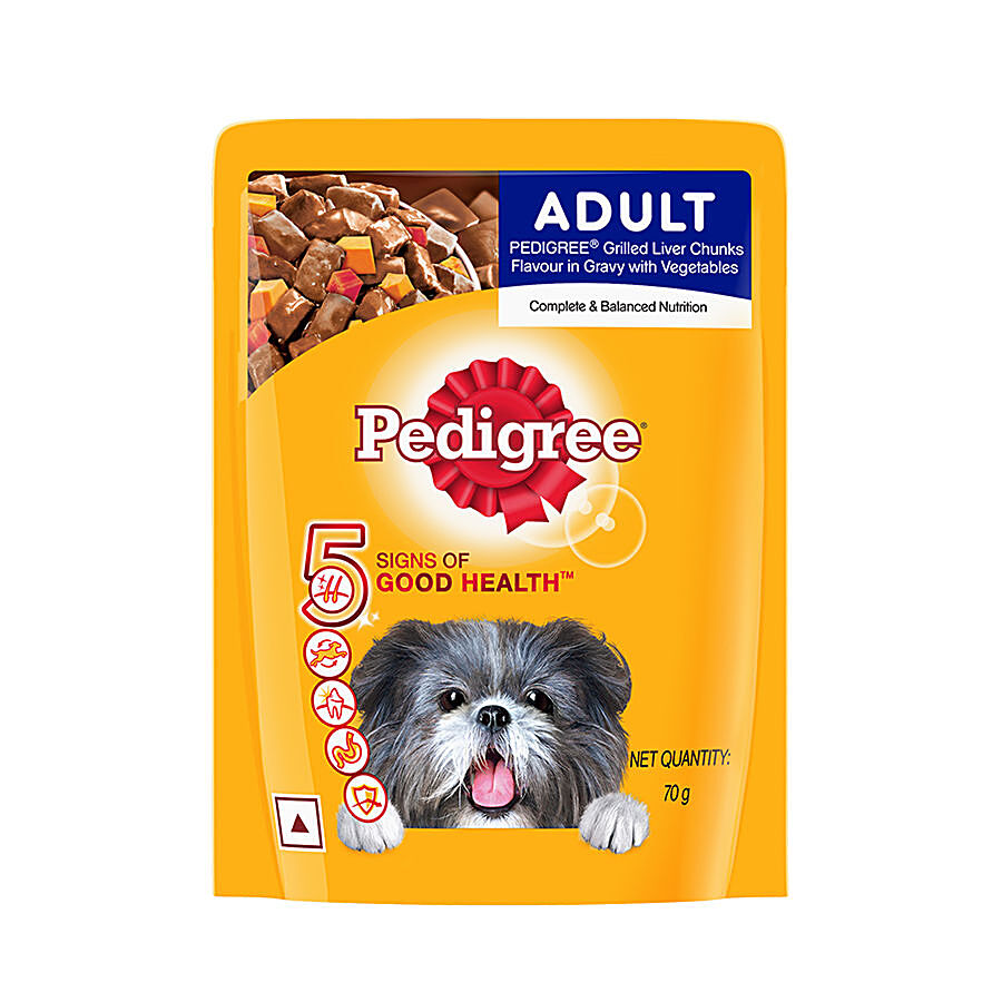 Pedigree Adult Wet Dog Food - Grilled Liver Chunks Flavour In Gravy With Vegetables