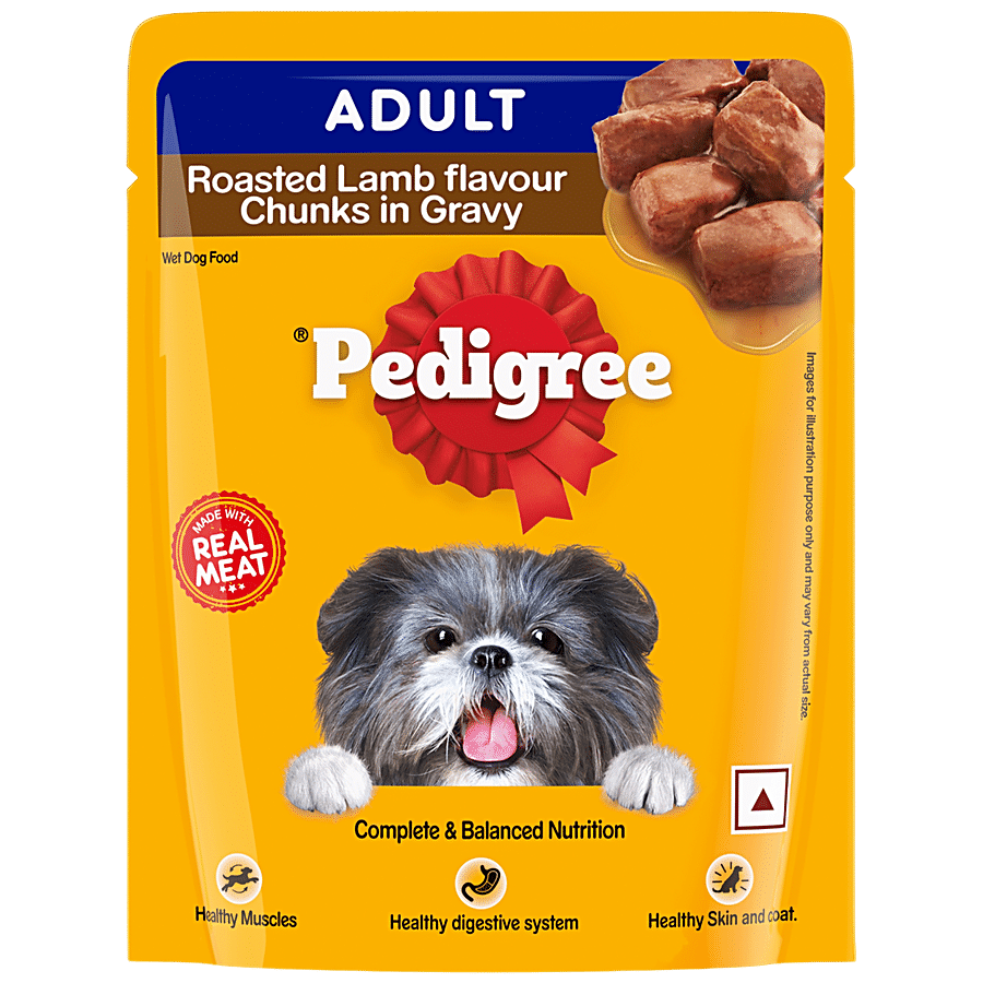 Pedigree Adult Wet Dog Food - Roasted Lamb Flavour Chunks In Gravy