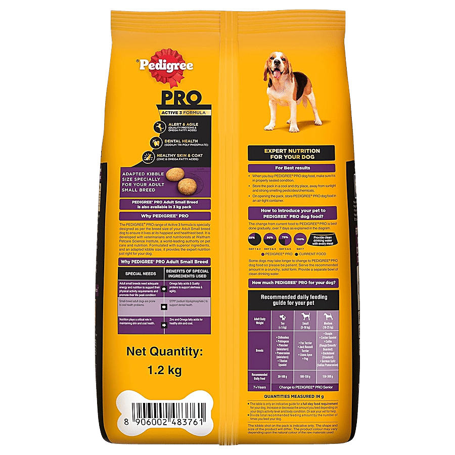 Pedigree PRO Adult (9 Months Onwards) Small Breed Dry Dog Food