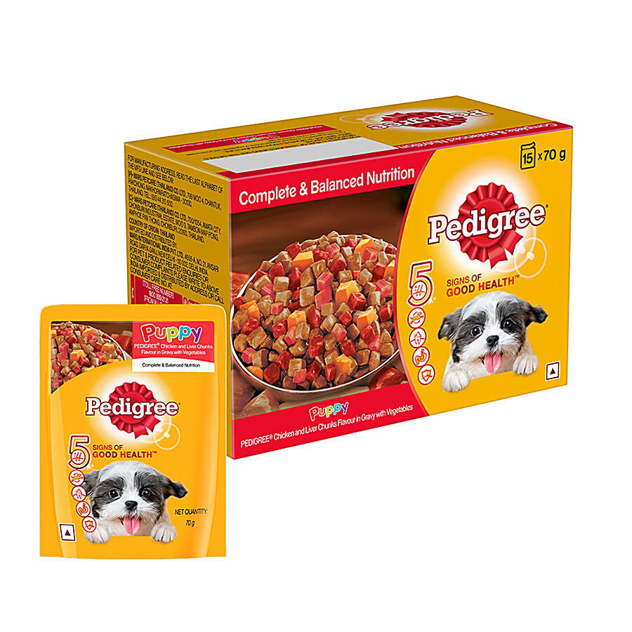 Pedigree Puppy Wet Dog Food - Chicken & Liver Chunks Flavour In Gravy With Vegetables