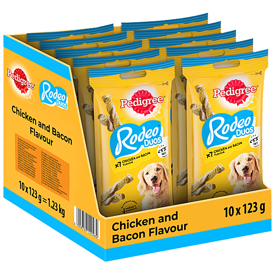 Pedigree Rodeo Duos Adult Dog Treat - Chicken & Bacon Flavour (7 Treats)