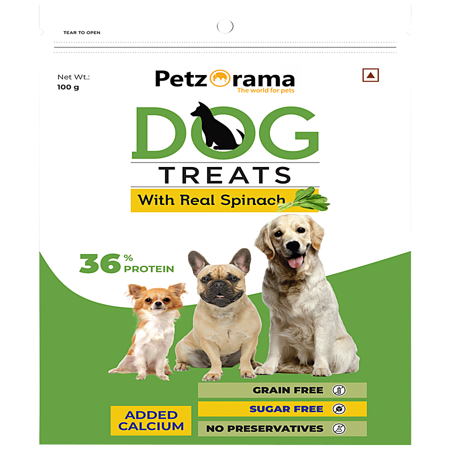 Petzorama Dog Treats With Real Spinach - 36% Protein