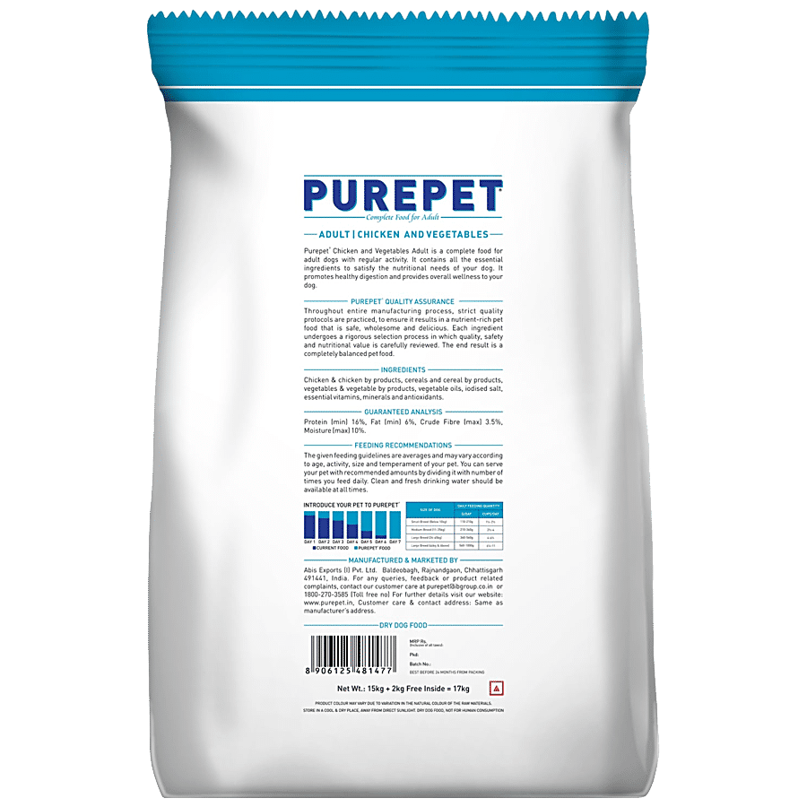 Purepet Chicken & Vegetables Dry Dog Food - Ideal Weight Formula