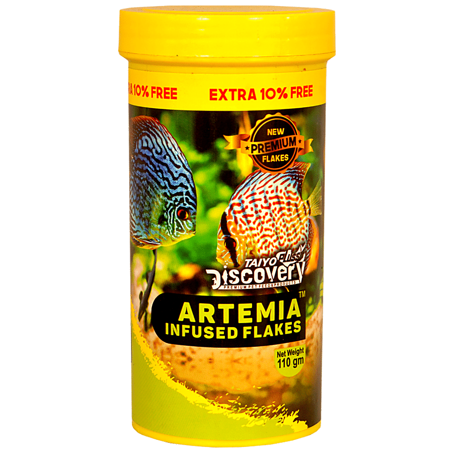 Taiyo Pluss Discovery Artemia Infused Flakes Fish Food - Premium Feed