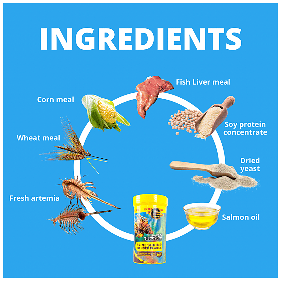 Taiyo Pluss Discovery Brine Shrimp Infused Flakes Fish Food For Discus & Tropical Breeds - Premium Feed