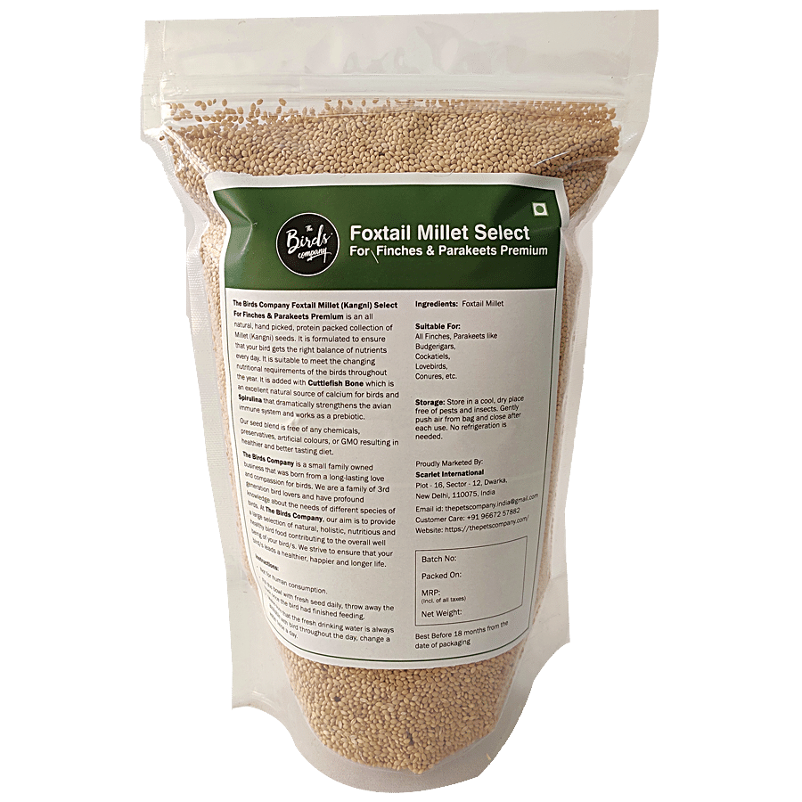 The Birds Company Bird Food - Premium Foxtail Millet/Kangni Select With Spirulina & Cuttlefish Bone