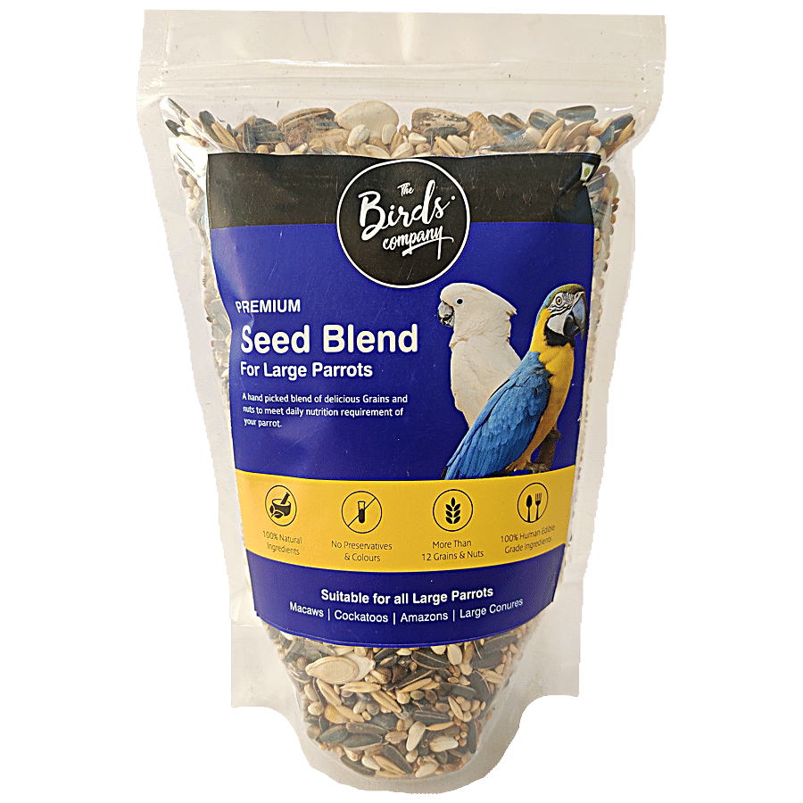 The Birds Company Bird Food - Premium Seed Blend Of 12 Grains & Nuts With Spirulina & Cuttlefish Bone