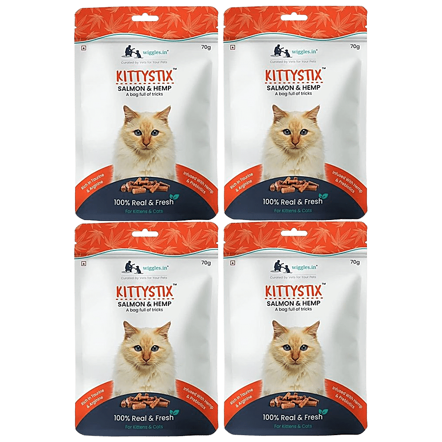 Wiggles.in Kittystix Cat Treats for Kittens Kitty Soft - Tasty Training Snacks With Salmon & Hemp