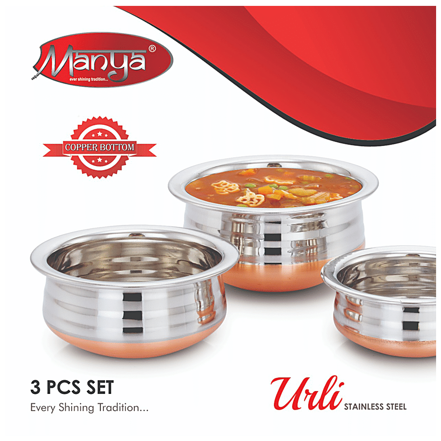 Manya Stainless Steel Copper Bottom Urli - Cook & Serve