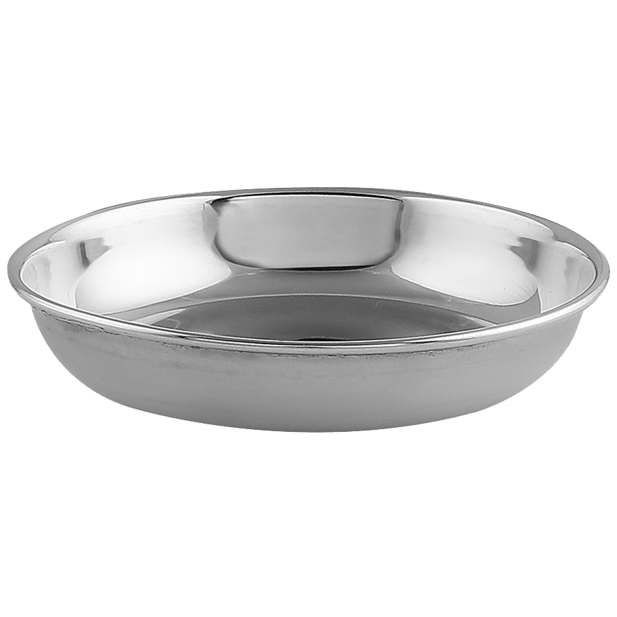 Omega Stainless Steel Pudding/Beggi Halwa Plate - 14 cm