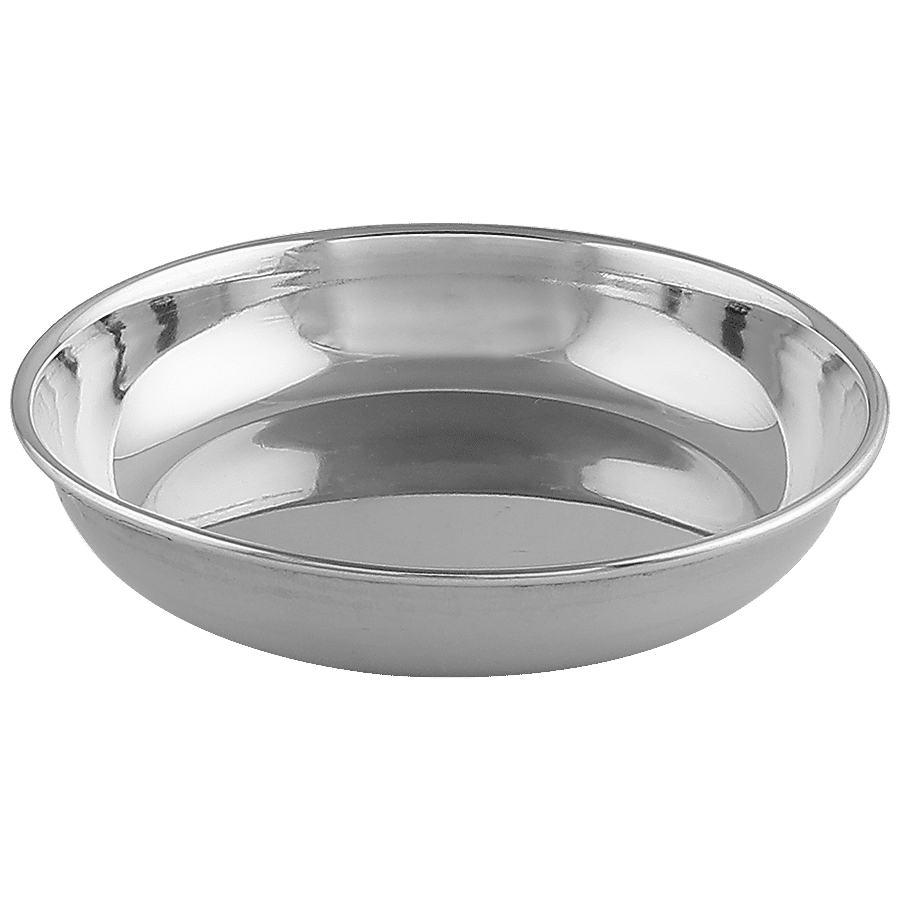 Omega Stainless Steel Pudding/Beggi Halwa Plate - 14 cm