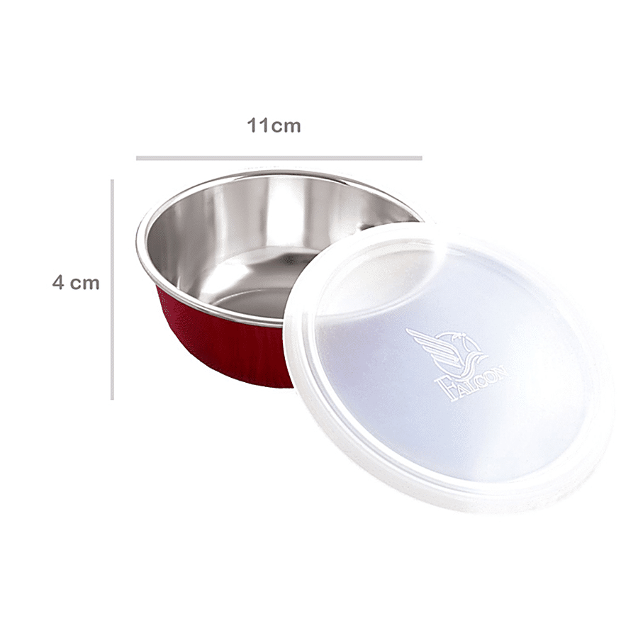 PddFalcon Steel Bowl With Lid & Spoon - Red