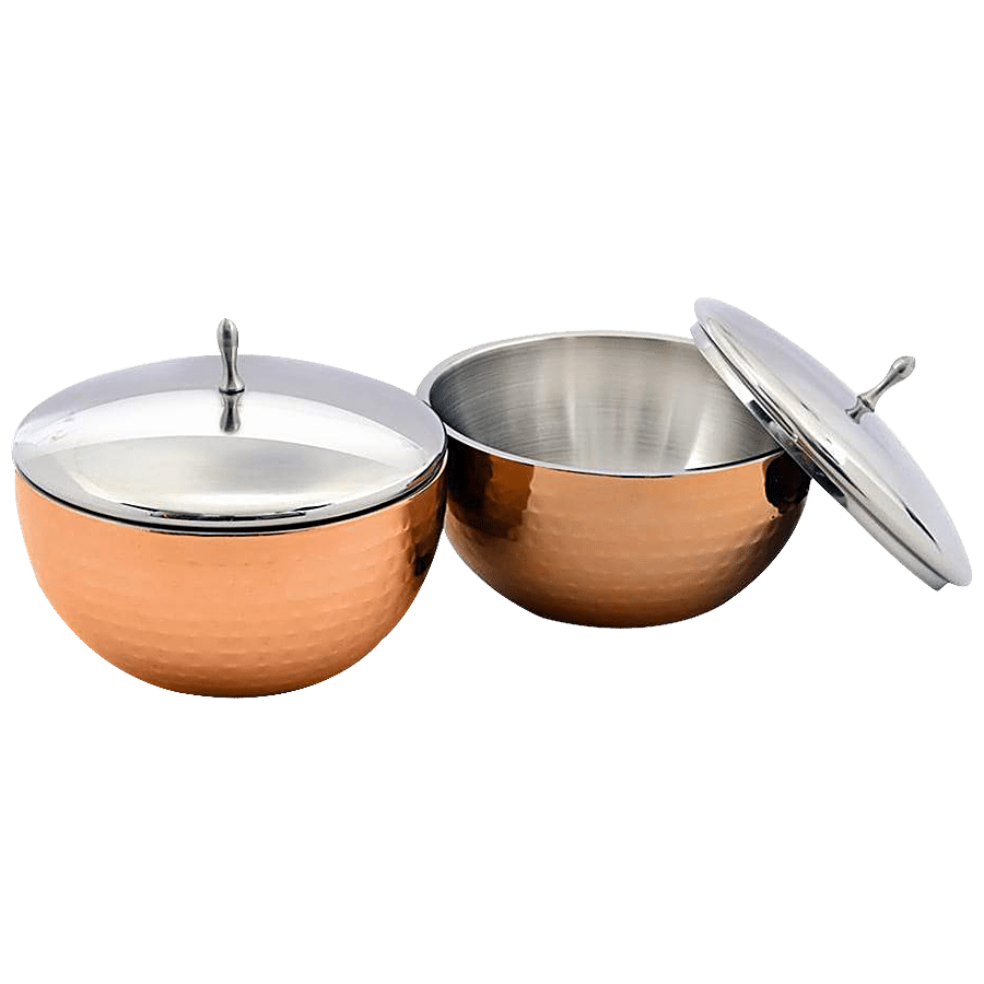 Shri & Sam Serving Bowl Stainless Steel Copper Plating With Lid - Glory