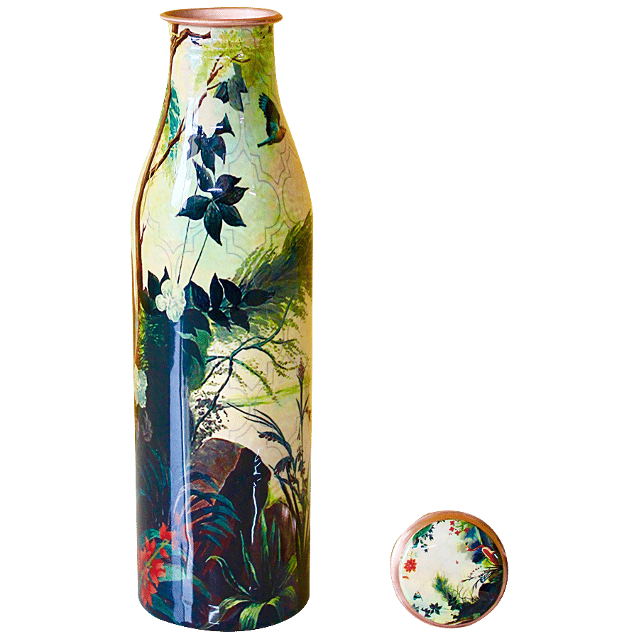 Decan Copper Meenakari Print Bottle (Cream)