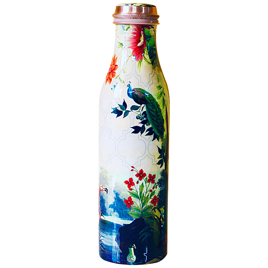 Decan Copper Meenakari Print Bottle (Cream)