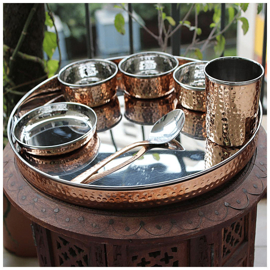 Decan Pure Copper Thali Set - Katori's