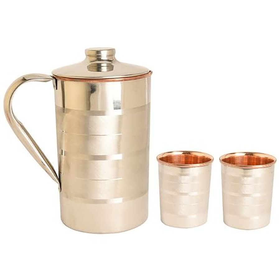 Frestol Copper Steel Water Jug With Glass Set