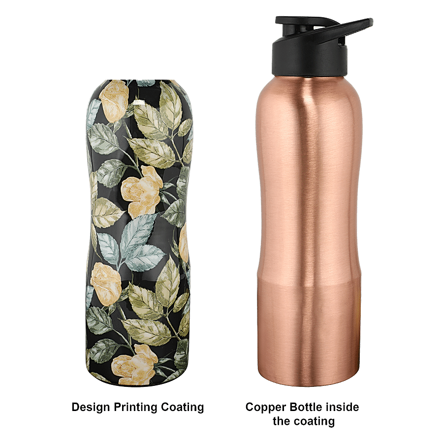 Frestol Copper Water Fliptop Bottle - Leaf Printed