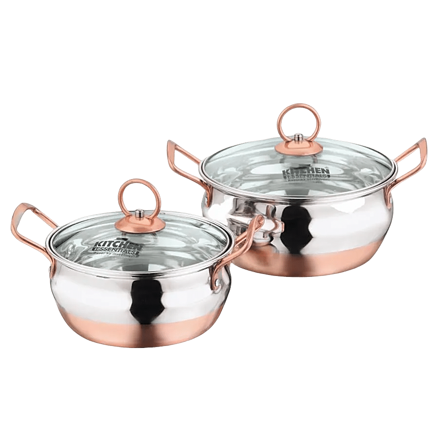 Kitchen Essentials Stainless Steel Cook & Serve Pot Set - Copper Bottom