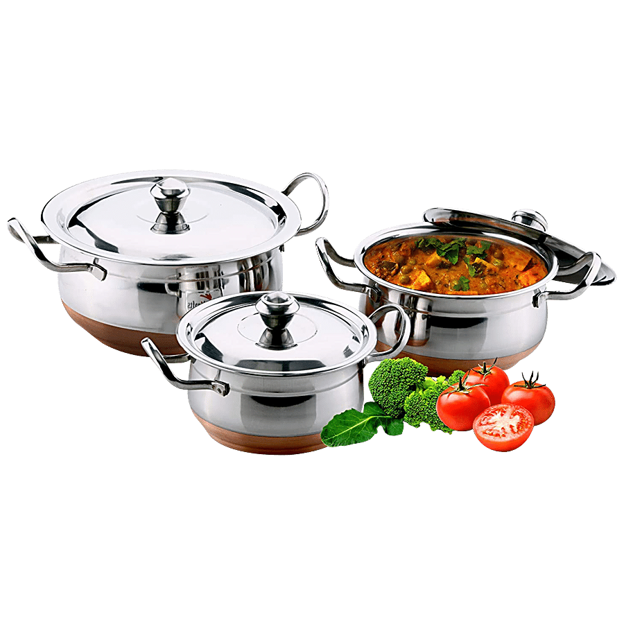 Klassi Kichen Copper Bottom Handi Set With Hard Anodised Aluminium With Lid - 14/16/18cm