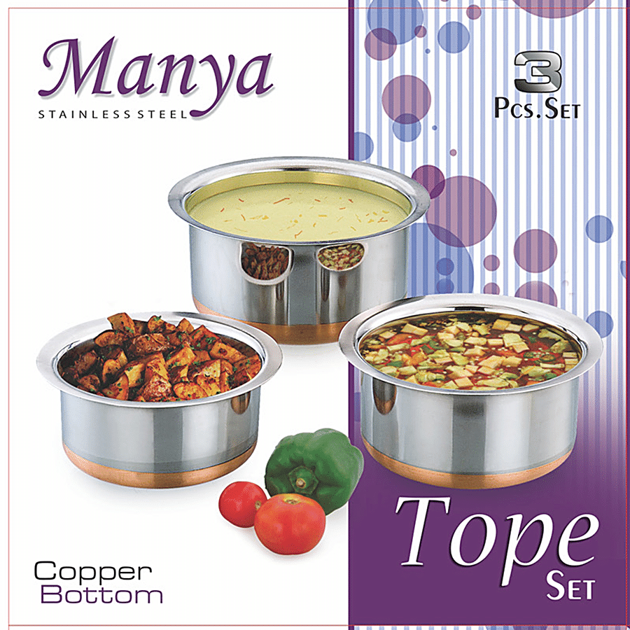 Manya Copper Bottom Tope Set - Stainless Steel