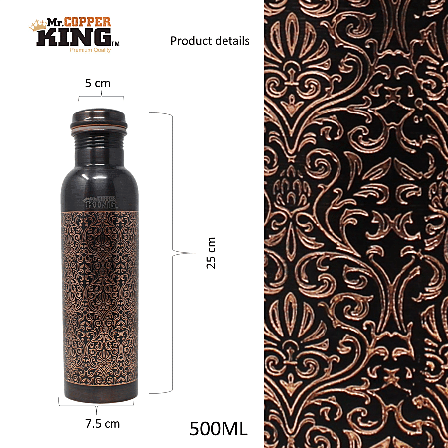 Mr. Copper King Antique Engraved Pure Copper Water Bottle