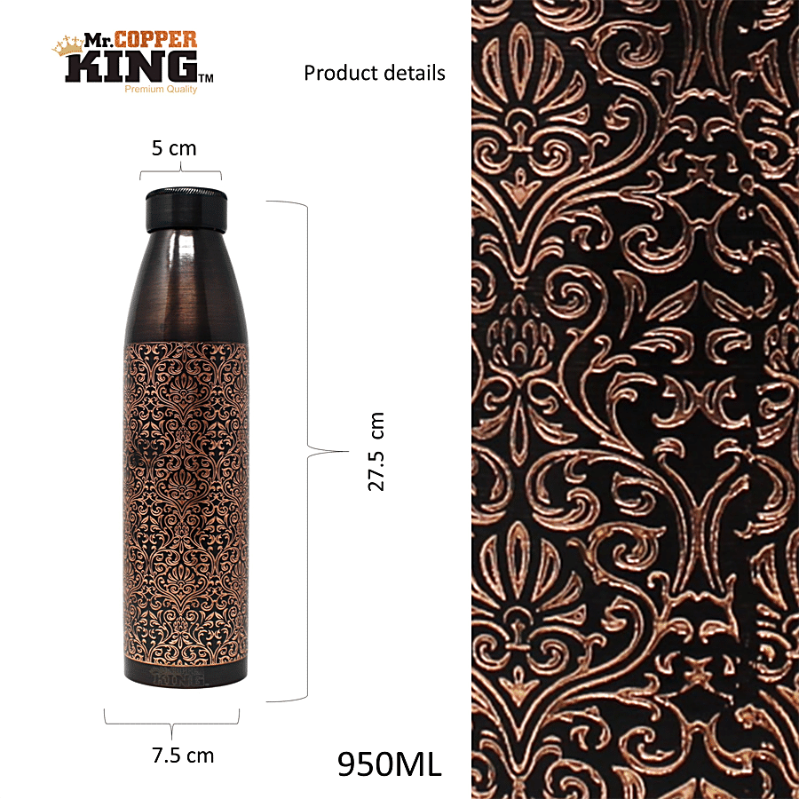 Mr. Copper King Antique Engraved Pure Copper Water Bottle - Doctoro