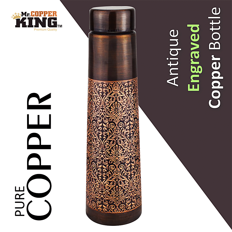 Mr. Copper King Antique Engraved Pure Copper Water Bottle - Tower