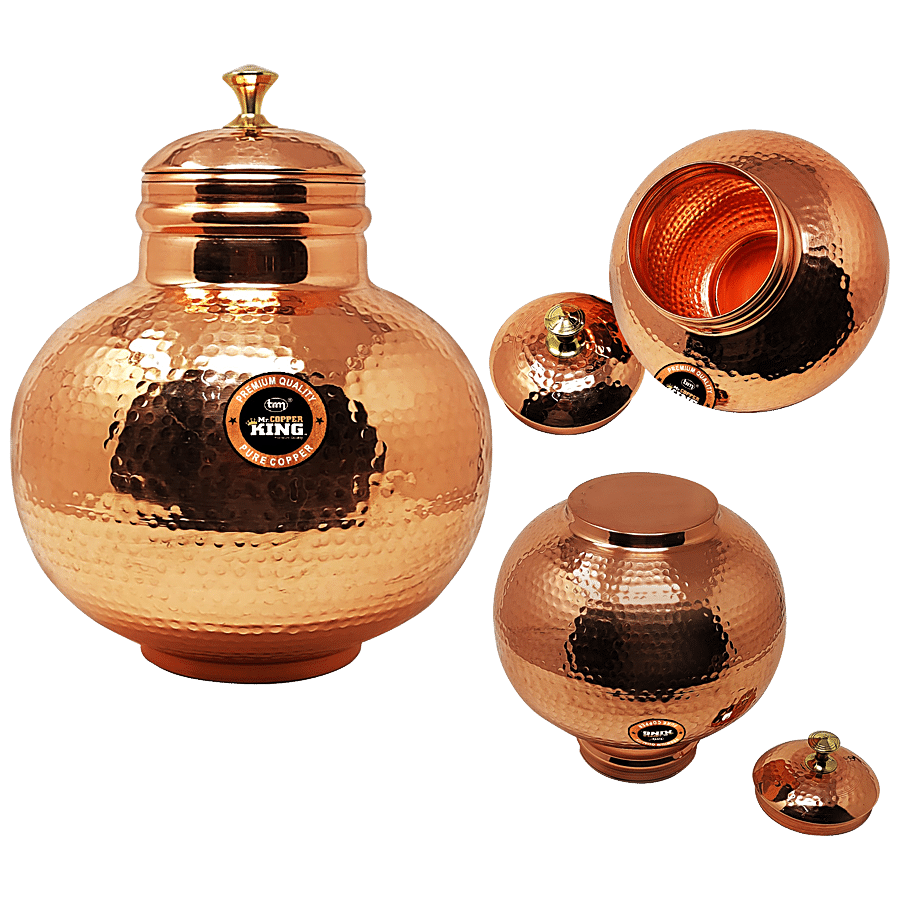 Mr. Copper King Copper Matka Tank Hammered - Round