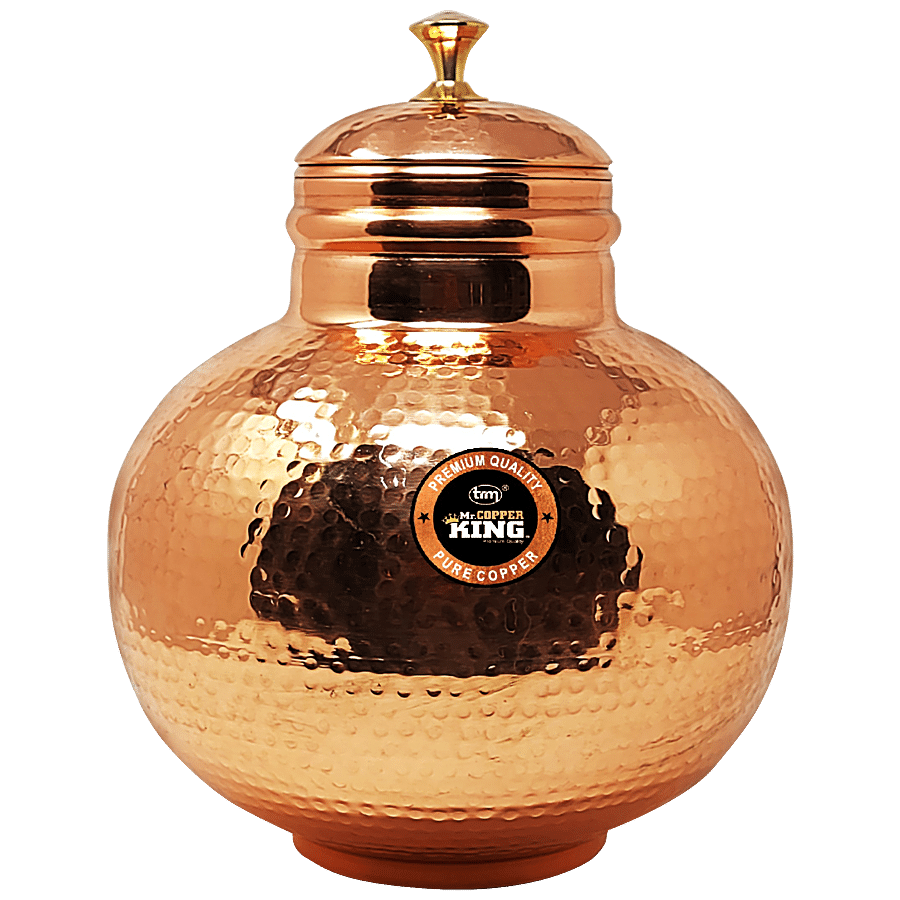 Mr. Copper King Copper Matka Tank Hammered - Round