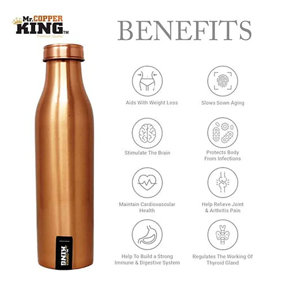 Mr. Copper King Pure Copper Water Bottle - Aqua Matte 1000