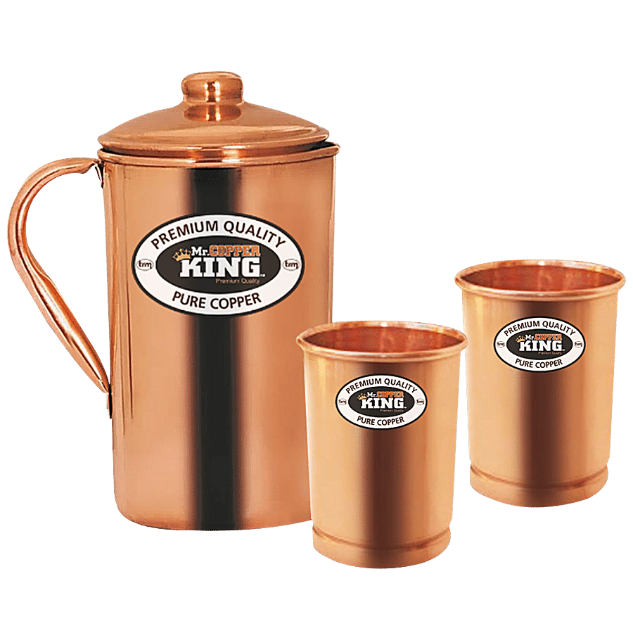 Mr.Copper King Copper Water Jug With Glass