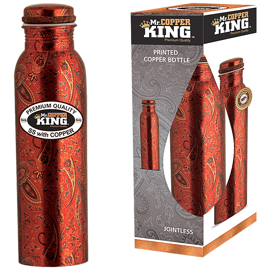 Mr.Copper King Printed Copper Bottle - Royal