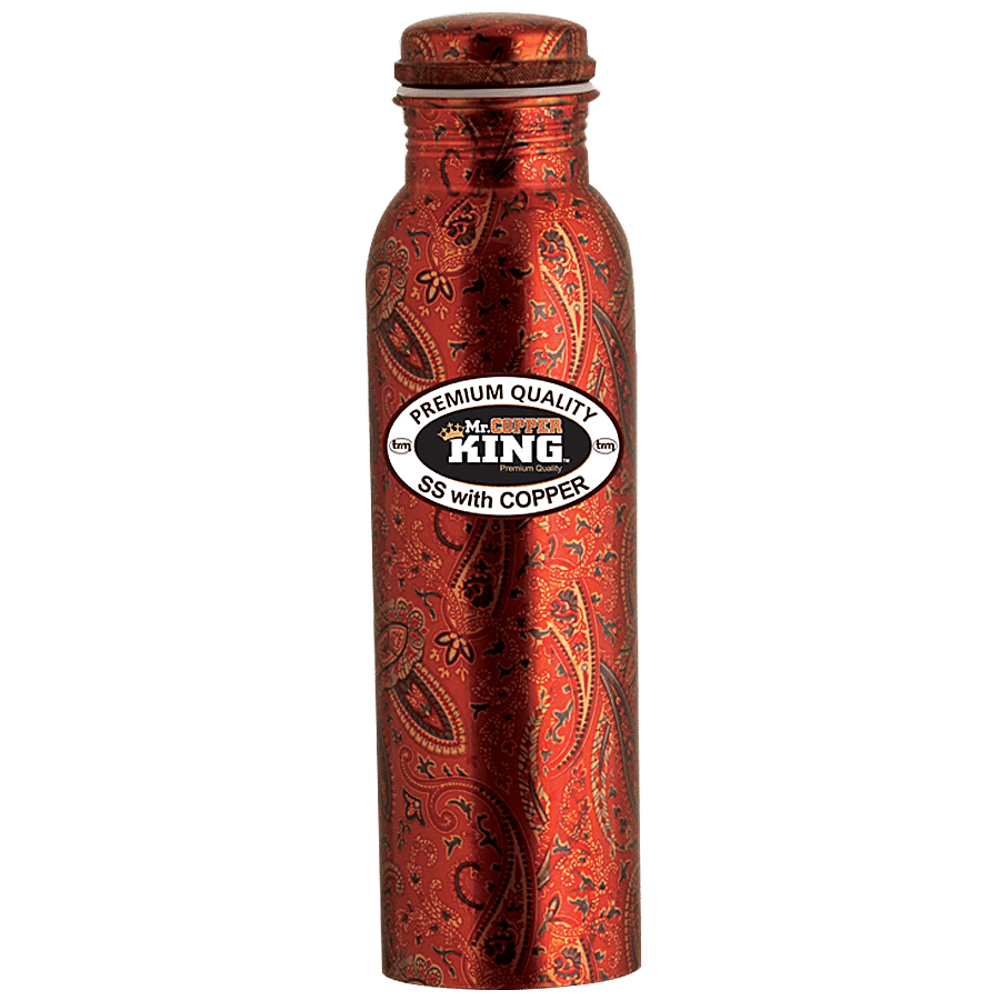 Mr.Copper King Printed Copper Bottle - Royal